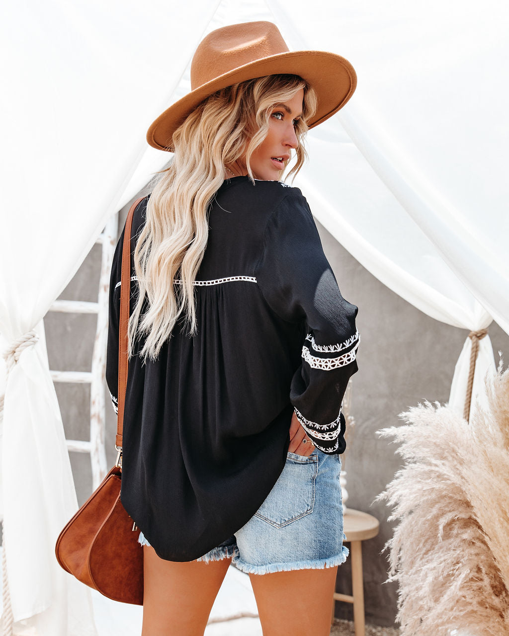 Napa Embroidered Tassel Top