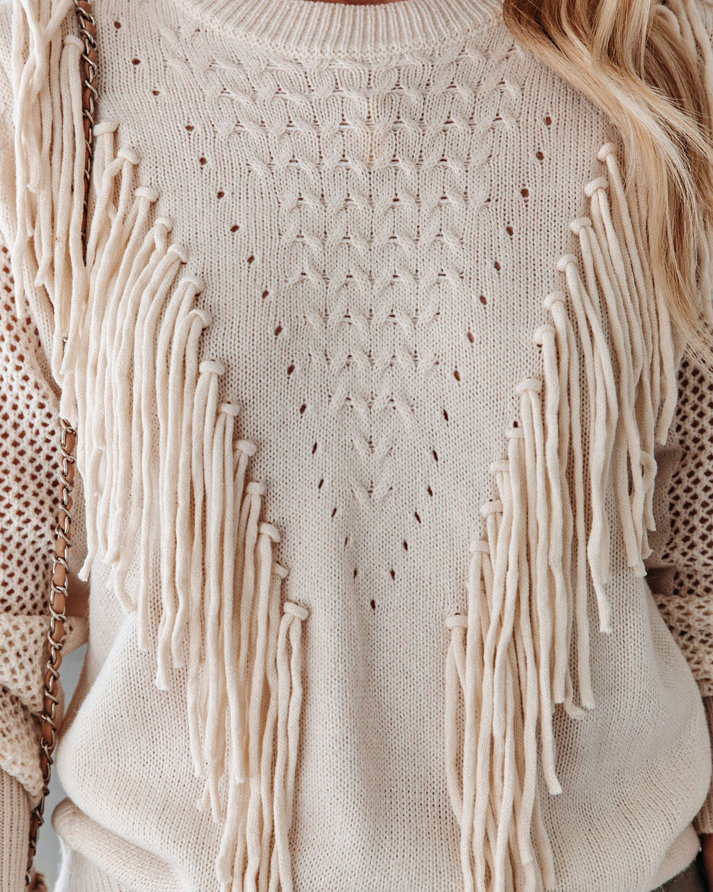 Nigel Fringe Knit Sweater - Ivory