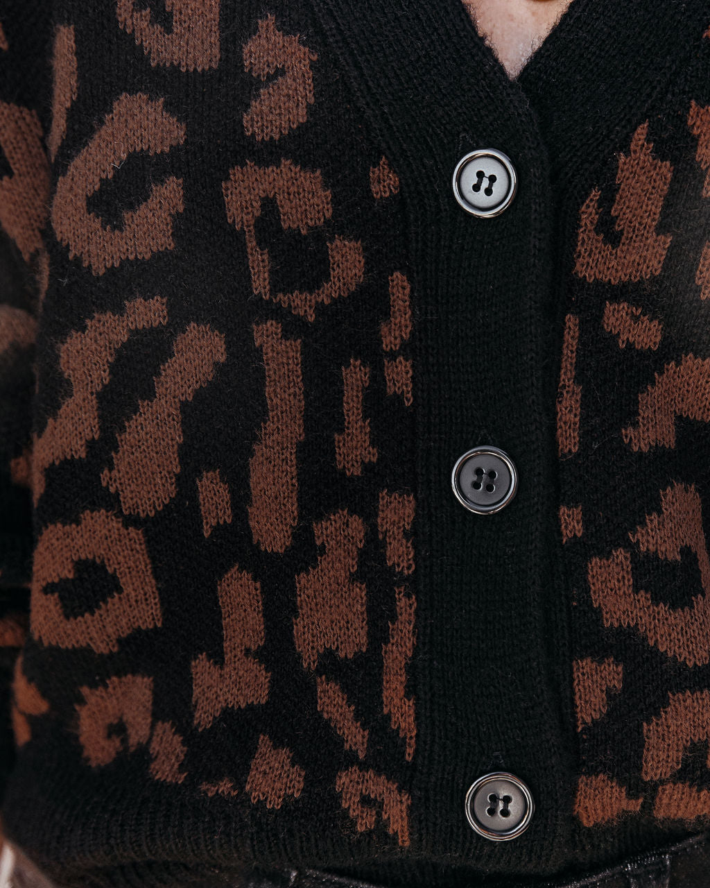 Nika Button Front Knit Leopard Cardigan