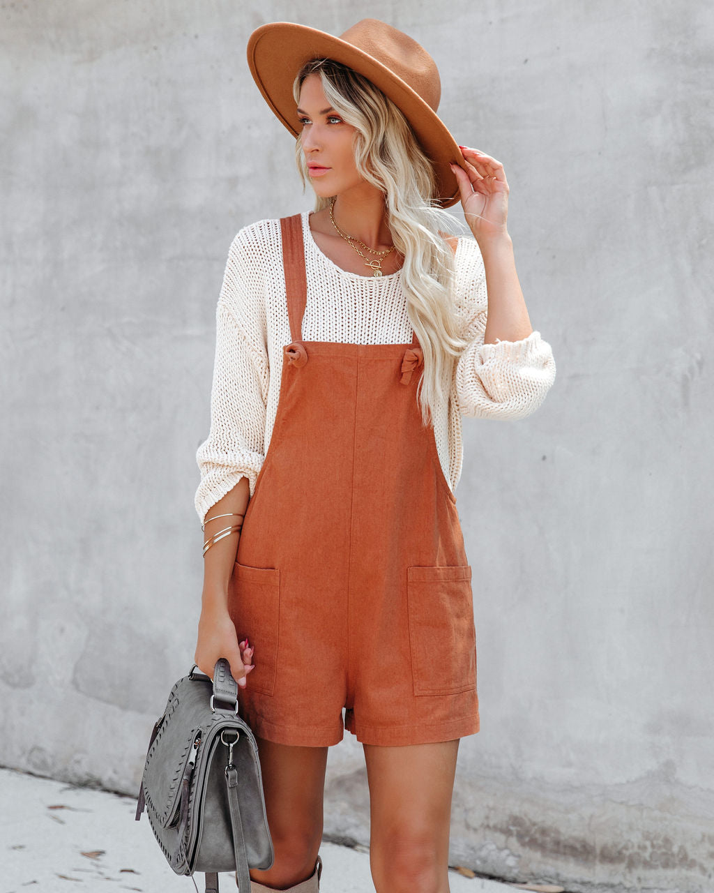 Northwest Cotton Linen Pocketed Romper - Rust