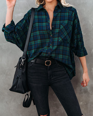 Norwalk Cotton Plaid Button Down Top