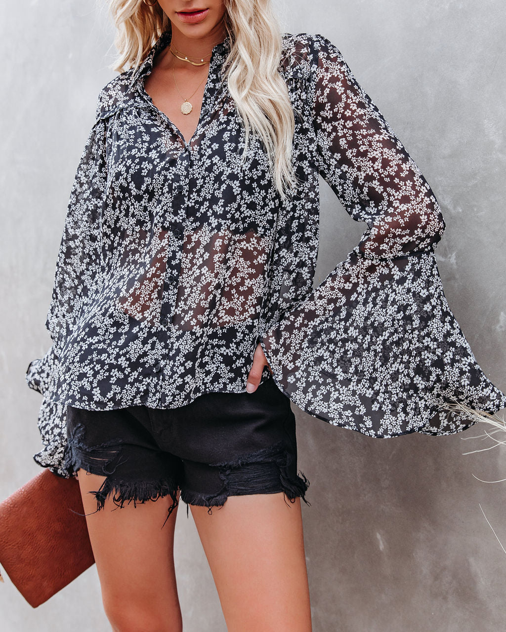 Nova Printed Bell Sleeve Blouse
