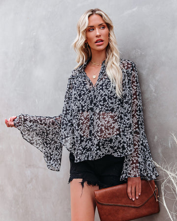 Nova Printed Bell Sleeve Blouse