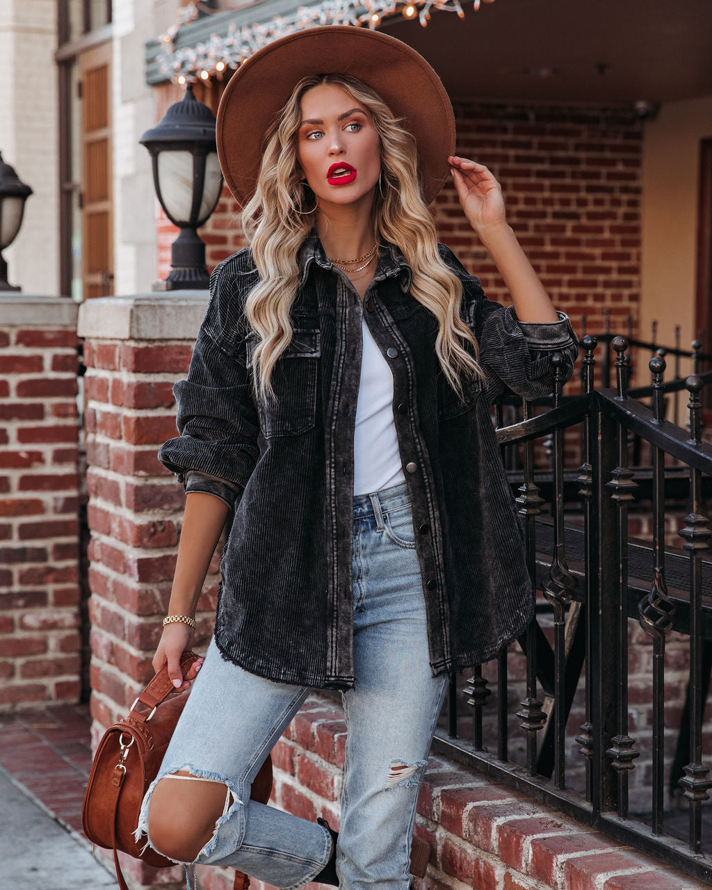 Omri Cotton Pocketed Corduroy Shacket - Faded Black