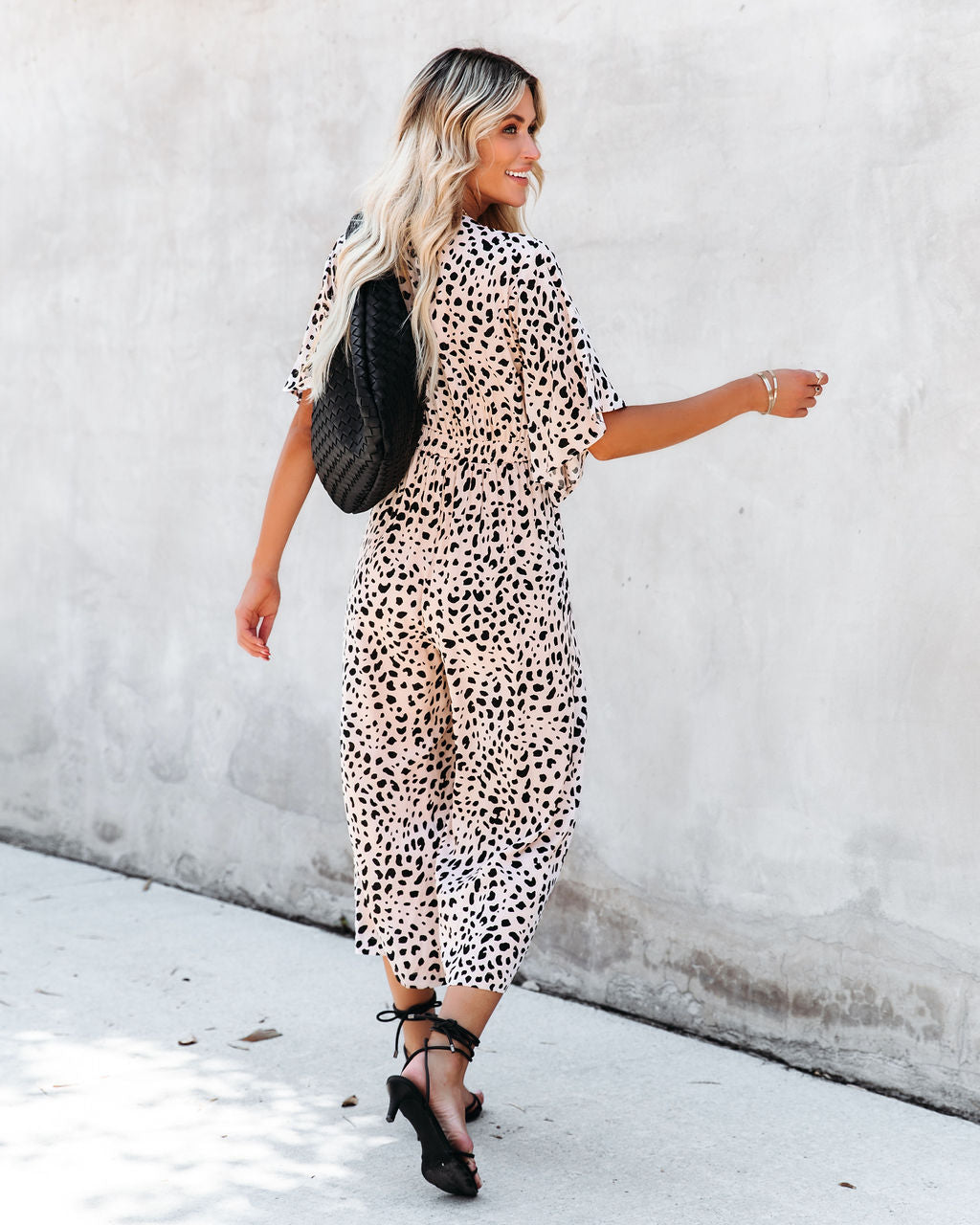 Oui Animal Print Tie Front Jumpsuit