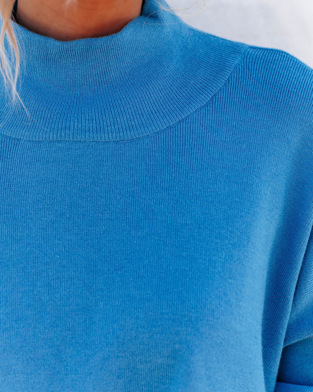 Parkin Mock Neck Knit Sweater - Blue