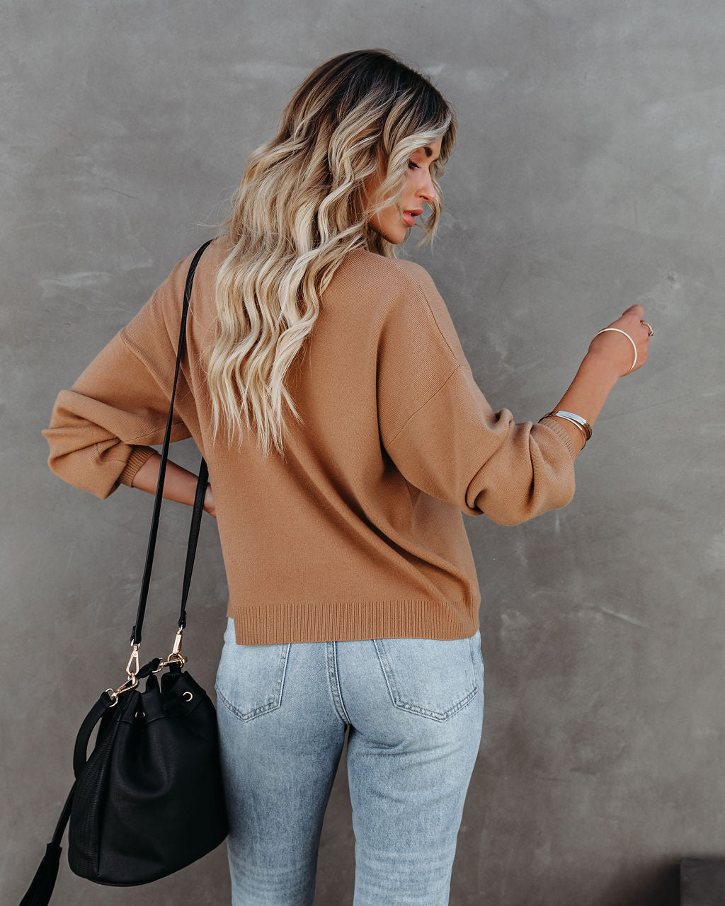 Parkin Mock Neck Knit Sweater - Camel