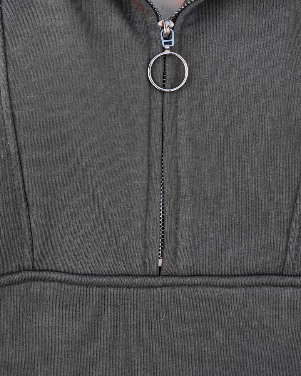 Rina Cotton Blend Pocketed Half Zip Pullover - Black