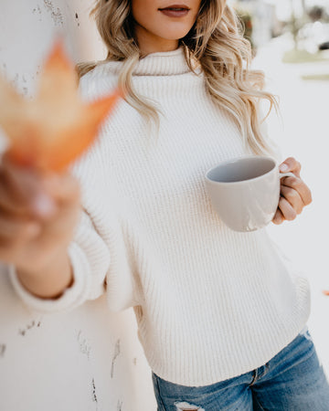 Roasty Toasty Mock Neck Sweater - Ivory