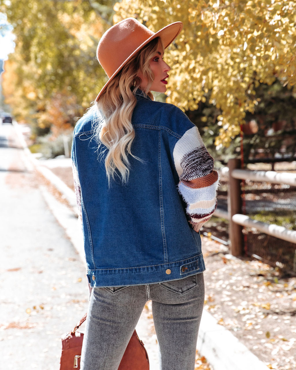 Rockie Pocketed Knit Sleeve Denim Jacket