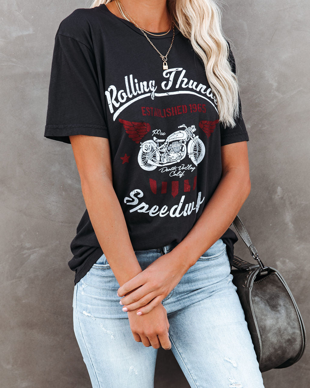Rolling Thunder Speedway Cotton Motorcycle Tee