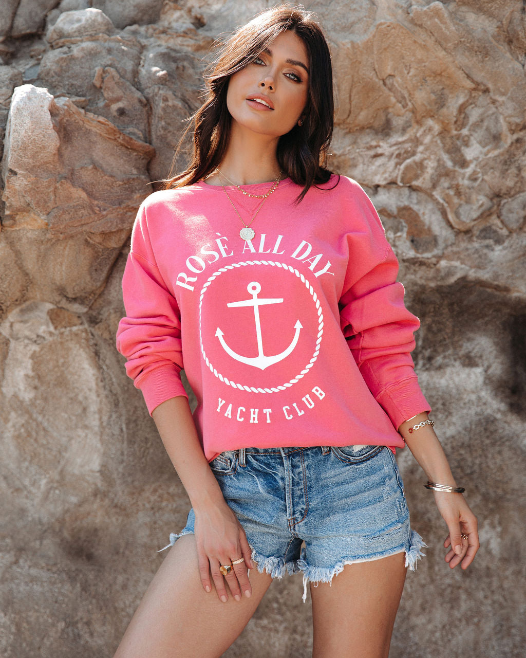 Rose All Day Yacht Club Cotton Blend Sweatshirt