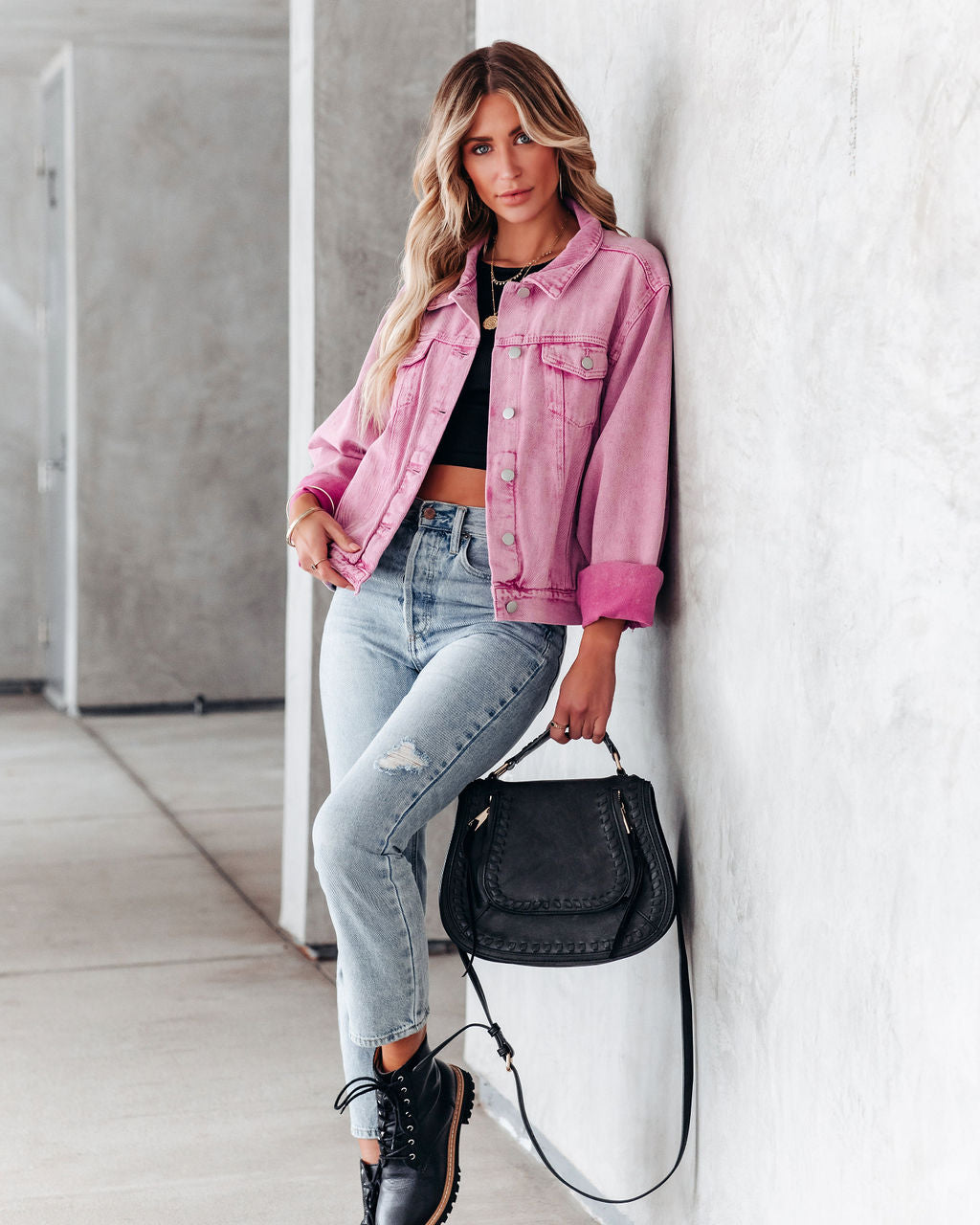 Sarah Pocketed Washed Denim Jacket