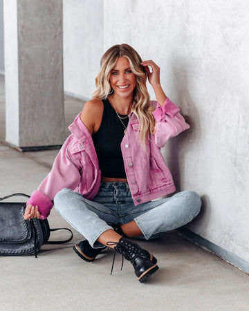 Sarah Pocketed Washed Denim Jacket