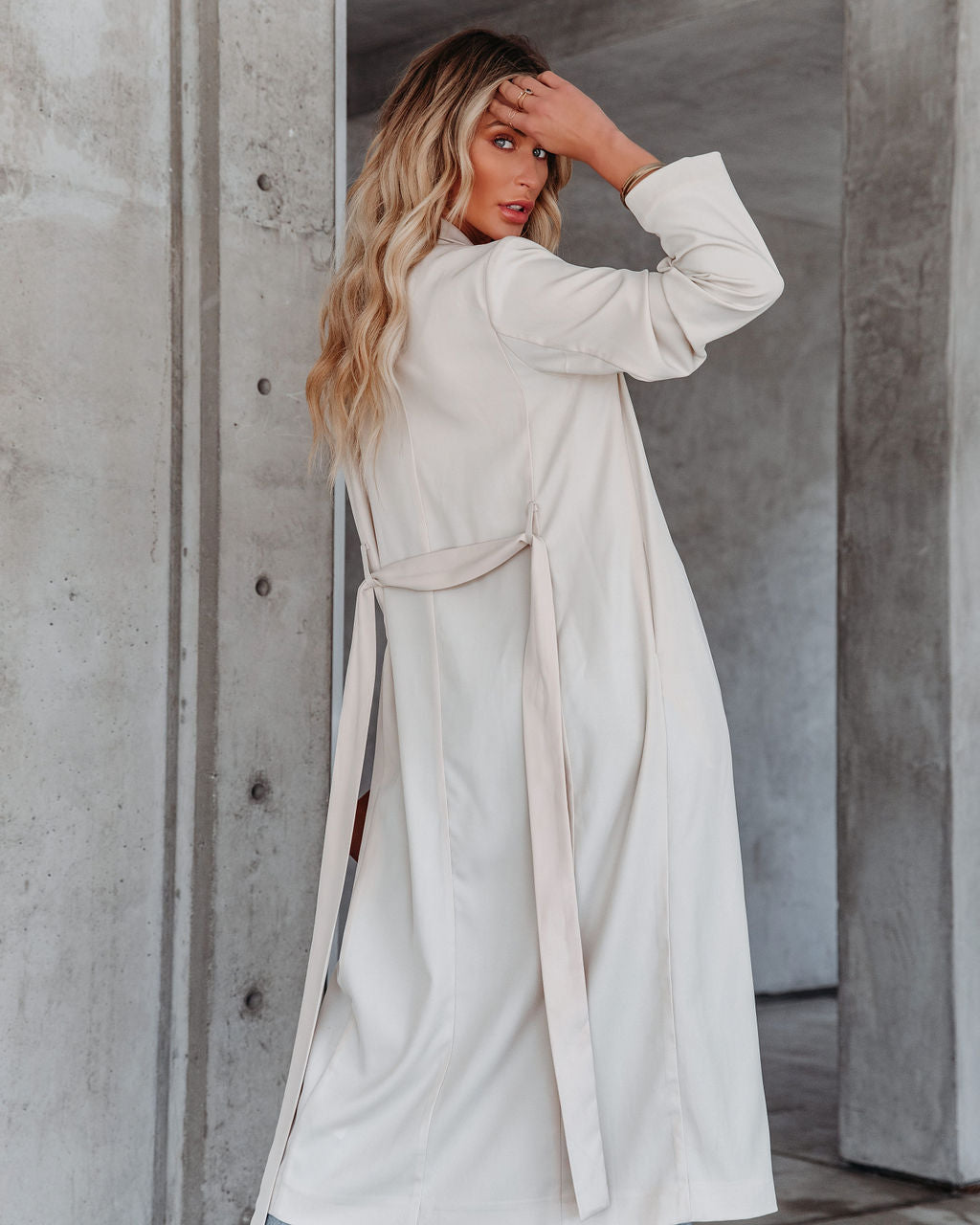 Saskia Pocketed Lightweight Trench Coat - Cream