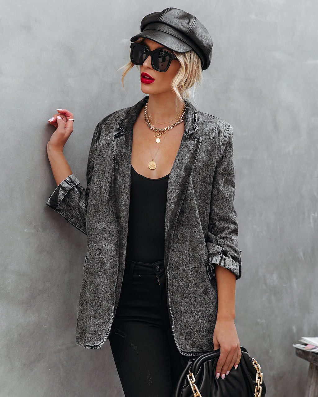 Seattle Cotton Pocketed Acid Wash Blazer