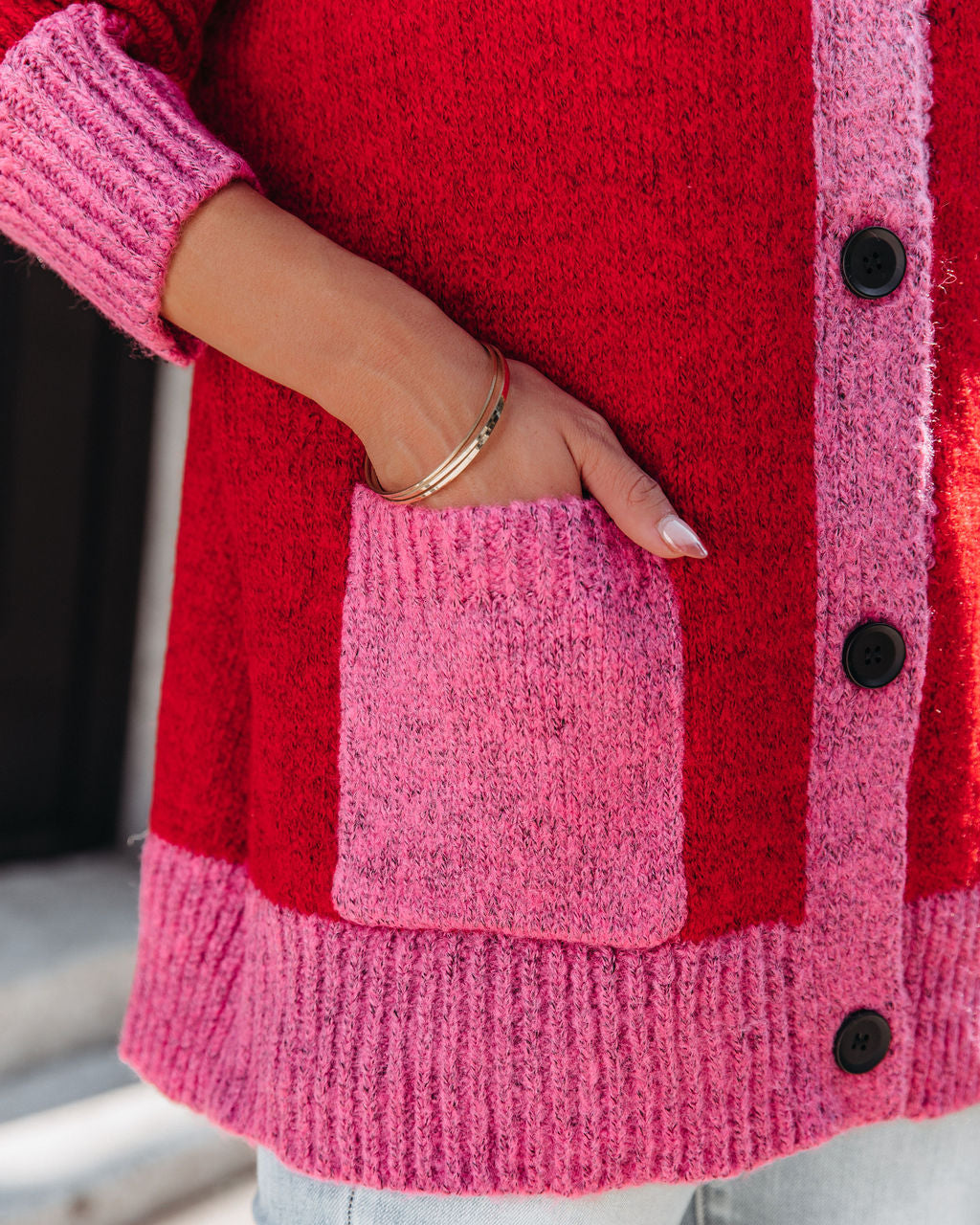 Shades Of Love Pocketed Button Down Knit Cardigan