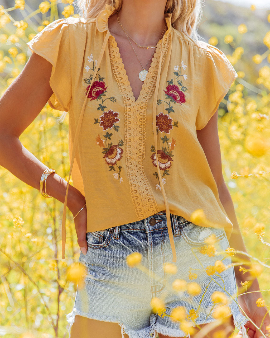 Shania Embroidered Crochet Top