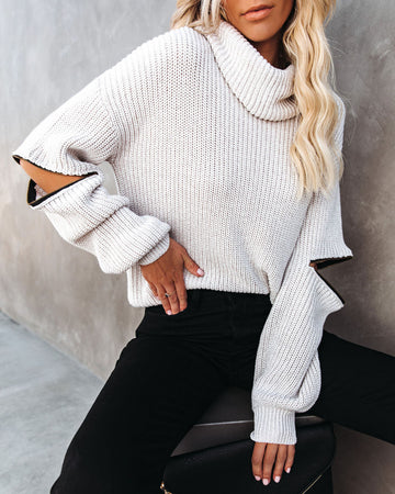 Shoreditch Cotton Blend Zip Sleeve Knit Sweater