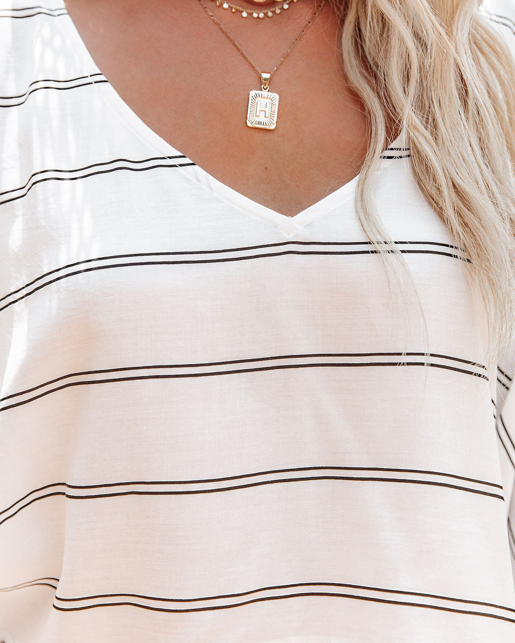 Shuffle Striped Bell Sleeve Crop Top