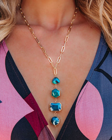 Wesley Drop Pendant Necklace - Teal