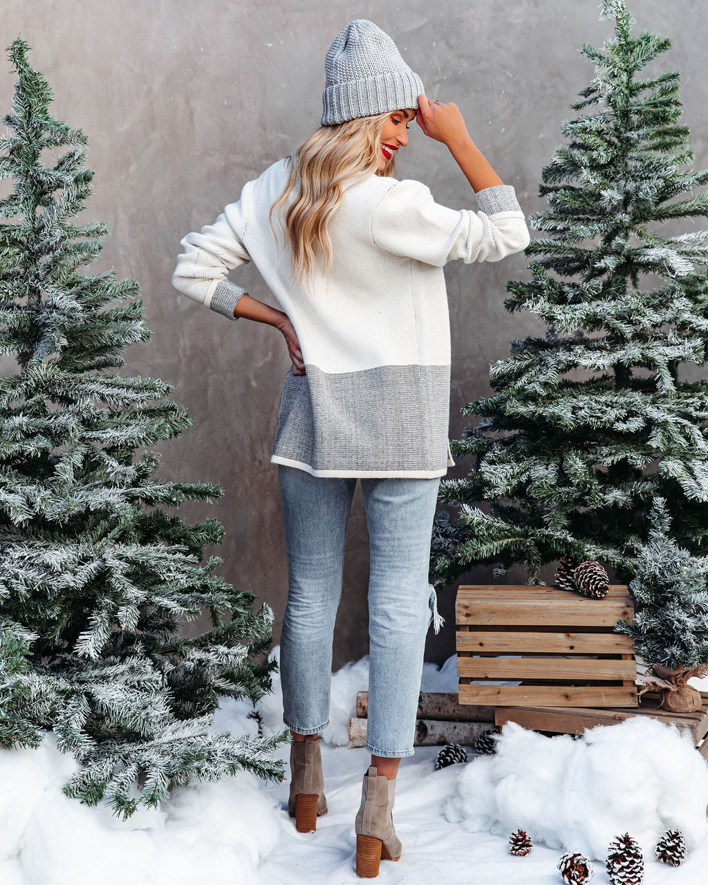 Zak Colorblock Knit Cardigan - Ivory Black